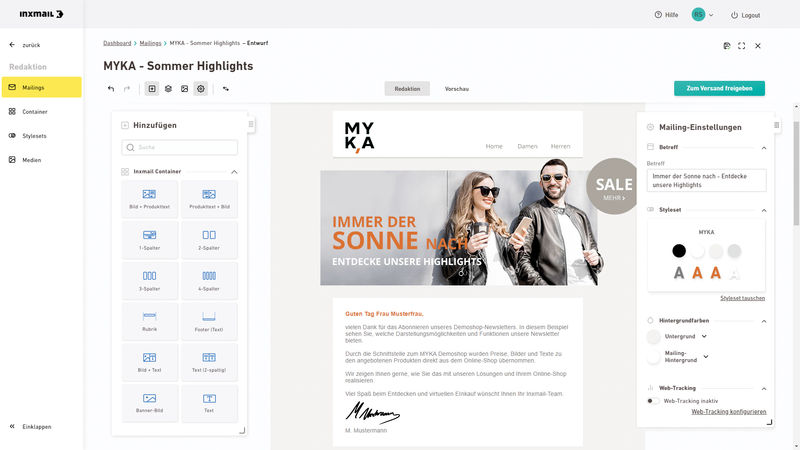 Inxmail New Xperience Mailing-Redaktion